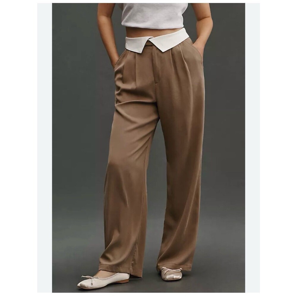 Reformation Stevie Wide Leg High Rise Pant in Mushroom Size 10 *hemmed*
